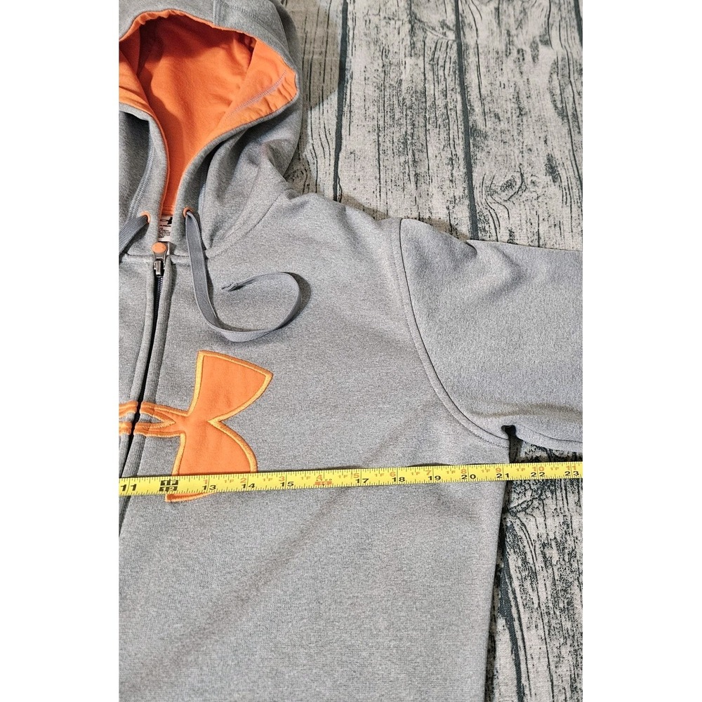 Under Armour Hoodie Men L Gray Gray Orange  Sweatshirt Sweater Large Logo - Picture 5 of 6